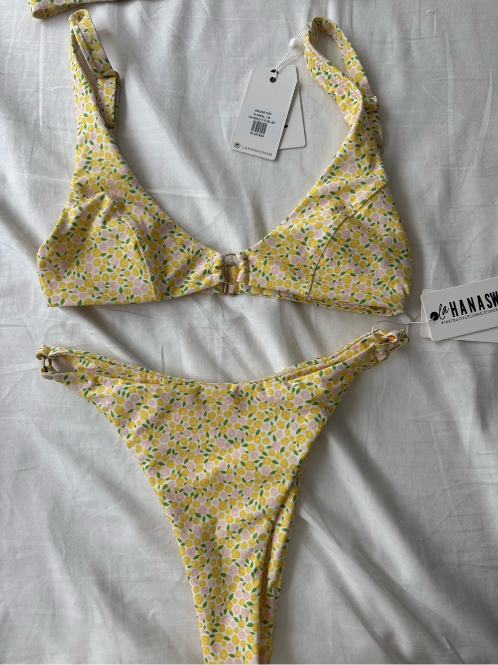 LaHana Swim Yellow Lemon Floral Bikini Set
